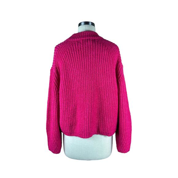 REBECCA MINKOFF Neon Pink Bold Heavy Knit Pullover Sweater Jumper Valerie M NWT - Picture 3 of 9